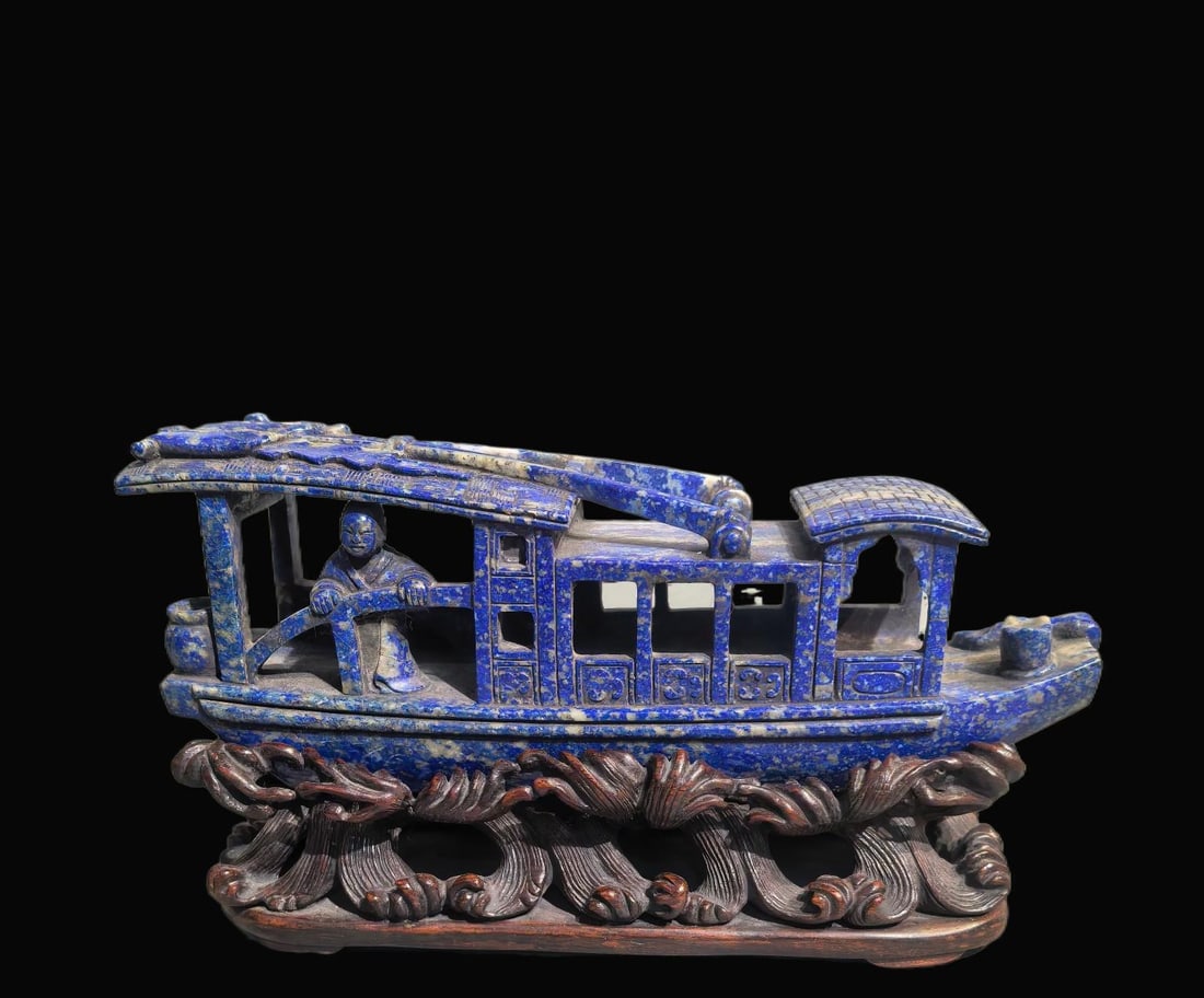 A Exquisite Limestone boat Ornament: A Exquisite Limestone boat Ornament,Qing Dynasty, China,Size:19cmx4.5cmx7cm,Weight:733g ??????,????