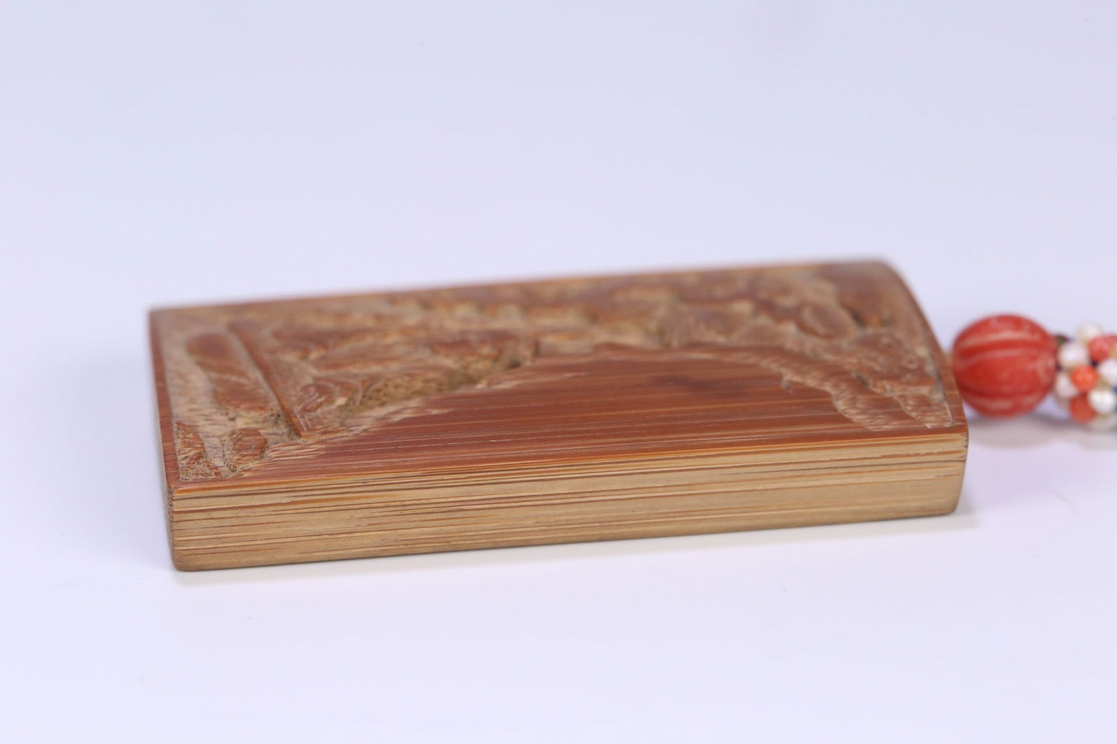 A Exquisite Bamboo Carved Figures Pattern Brand - 3