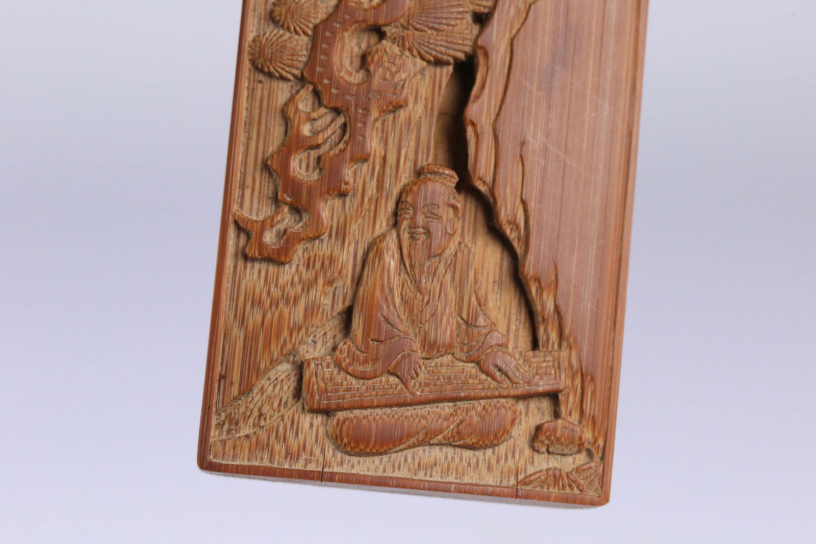 A Exquisite Bamboo Carved Figures Pattern Brand - 6