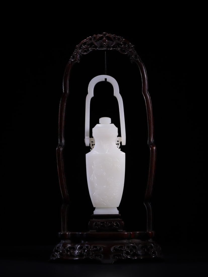 A Exquisite Hotan Jade Figures Pattern Vase - 3