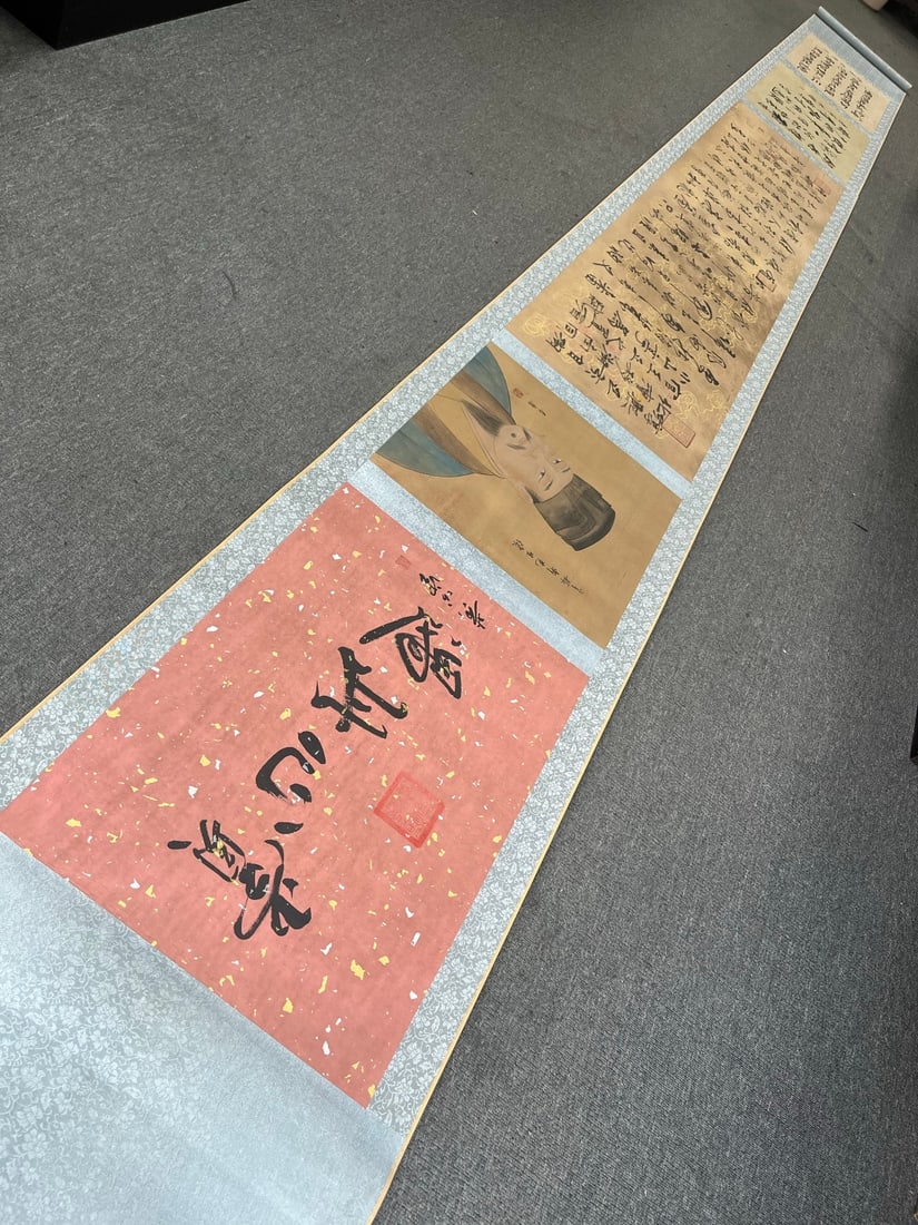 A Chinese Hand Scroll Ink Painting of Figures on Silk: A Chinese Hand Scroll Ink Painting of Figures on Silk,Song Dynasty, China,Xin Qiji,without frame size:55cmx500cm ??????????????,????,???