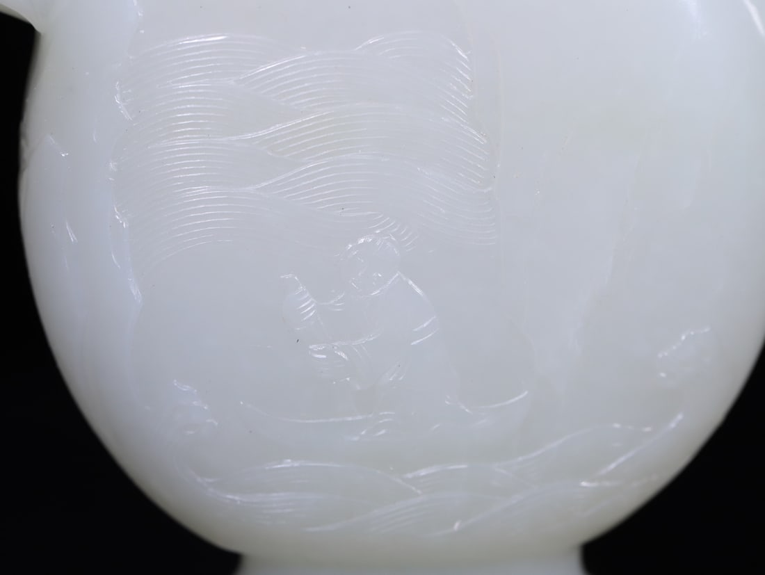 A Exquisite Hotan Jade Dragon Phoenix Pattern Ewer - 5