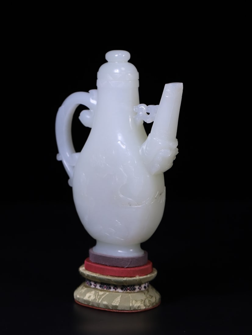 A Exquisite Hotan Jade Dragon Phoenix Pattern Ewer - 7
