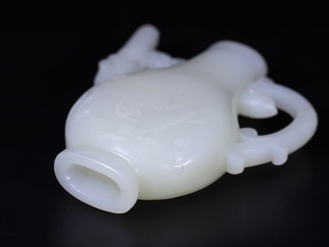 A Exquisite Hotan Jade Dragon Phoenix Pattern Ewer - 9