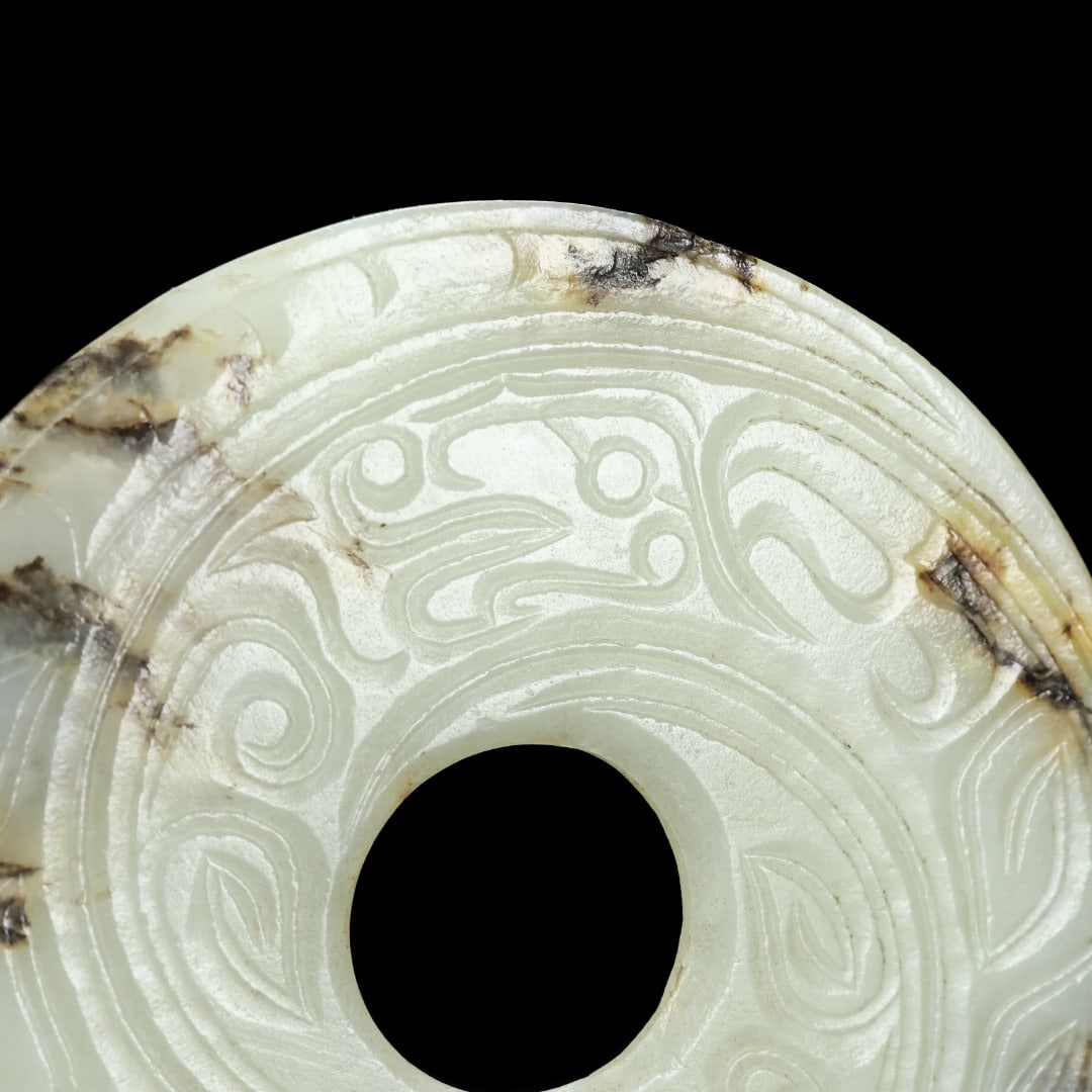 A Exquisite Hotan Jade Dragon Pattern Jade Bi - 9
