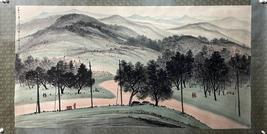 A Chinese Ink Landscape Painting on Paper: A Chinese Ink Landscape Painting on Paper,Modern Time of China,Fu Baoshi,Size:124cmx238cm(Without frame) ???????????,???,???