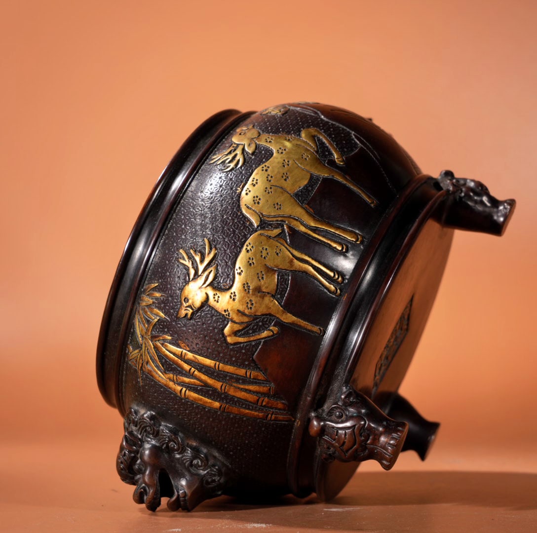 A Exquisite Gilt Bronze Deer Pattern Censer - 8