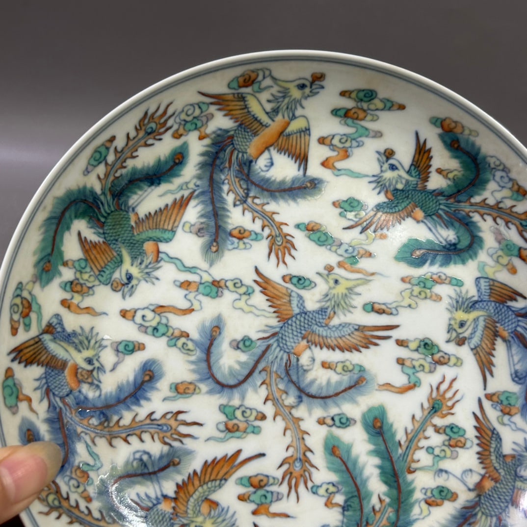 A Exquisite Doucai Phoenix Pattern Plate - 4