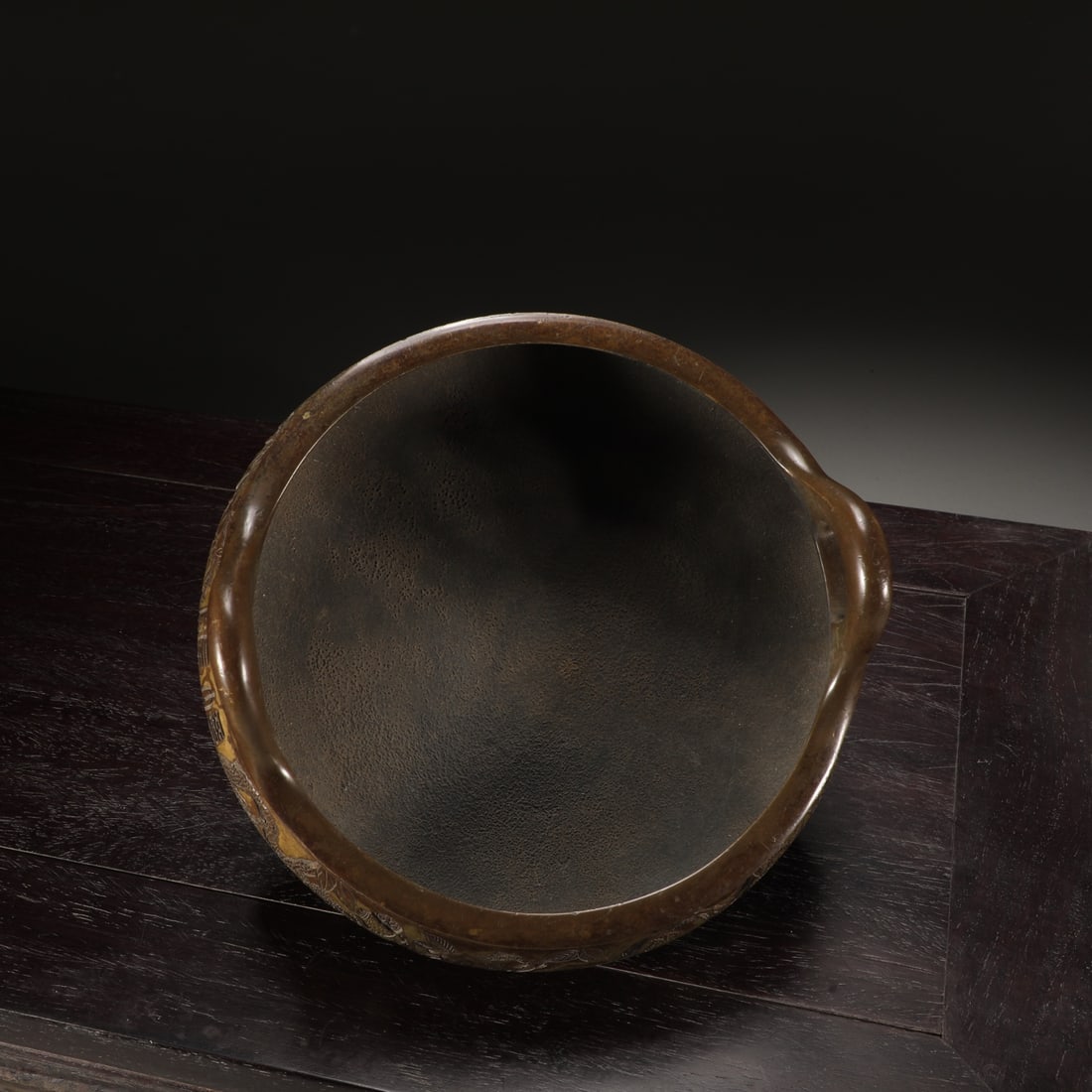 A Exquisite Coppery Flower Pattern Double-Ears Censer - 5