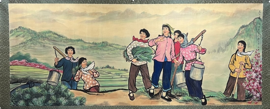 A Chinese Ink Painting of Figures on Paper: A Chinese Ink Painting of Figures on Paper,Modern Time of China,Wei Zixi,without frame size:145cmx360cm ???????????,???,????