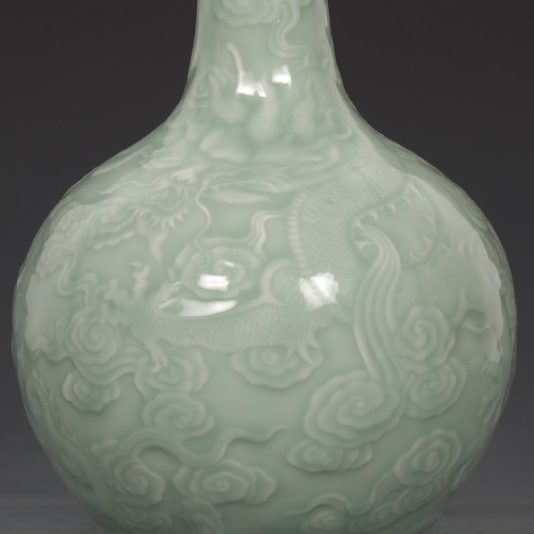 A Exquisite Celadon Glazed Dragon Pattern Vase - 3