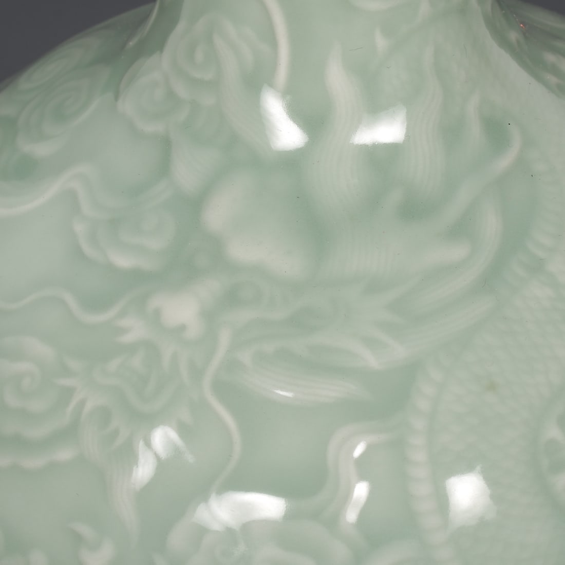 A Exquisite Celadon Glazed Dragon Pattern Vase - 5