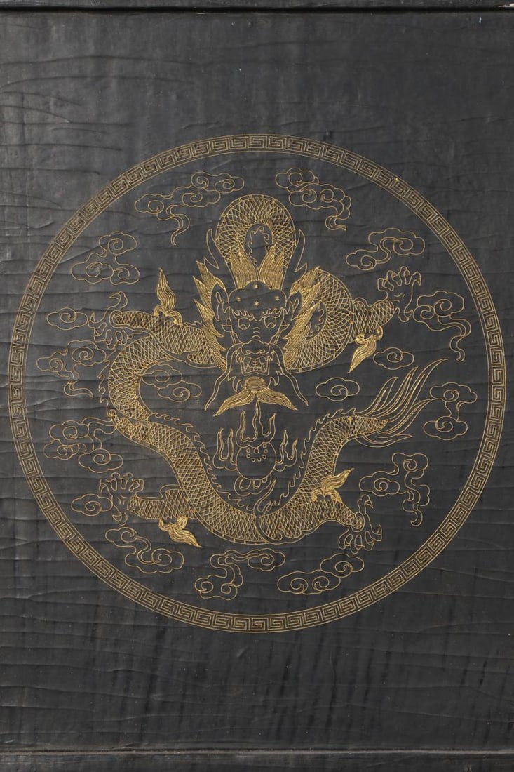 A Exquisite Red-lacquered Painted Gold Dragon Pattern Screen - 6