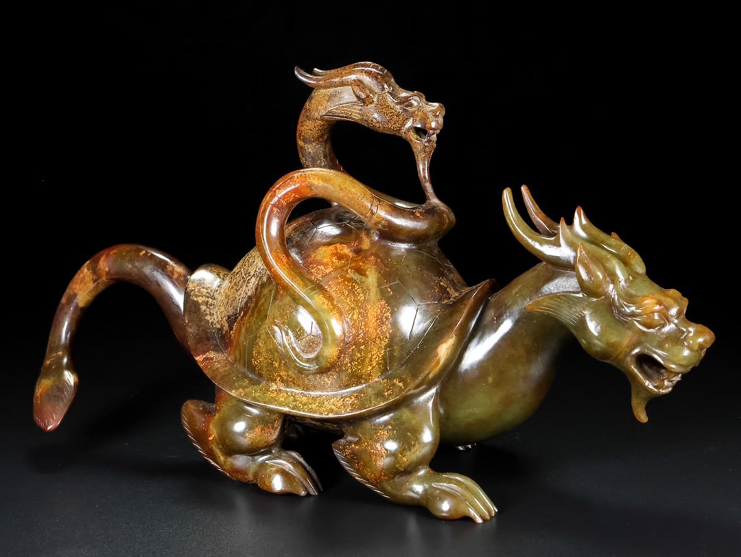 A Rare Hetian Jade Dragon Turtle - 2