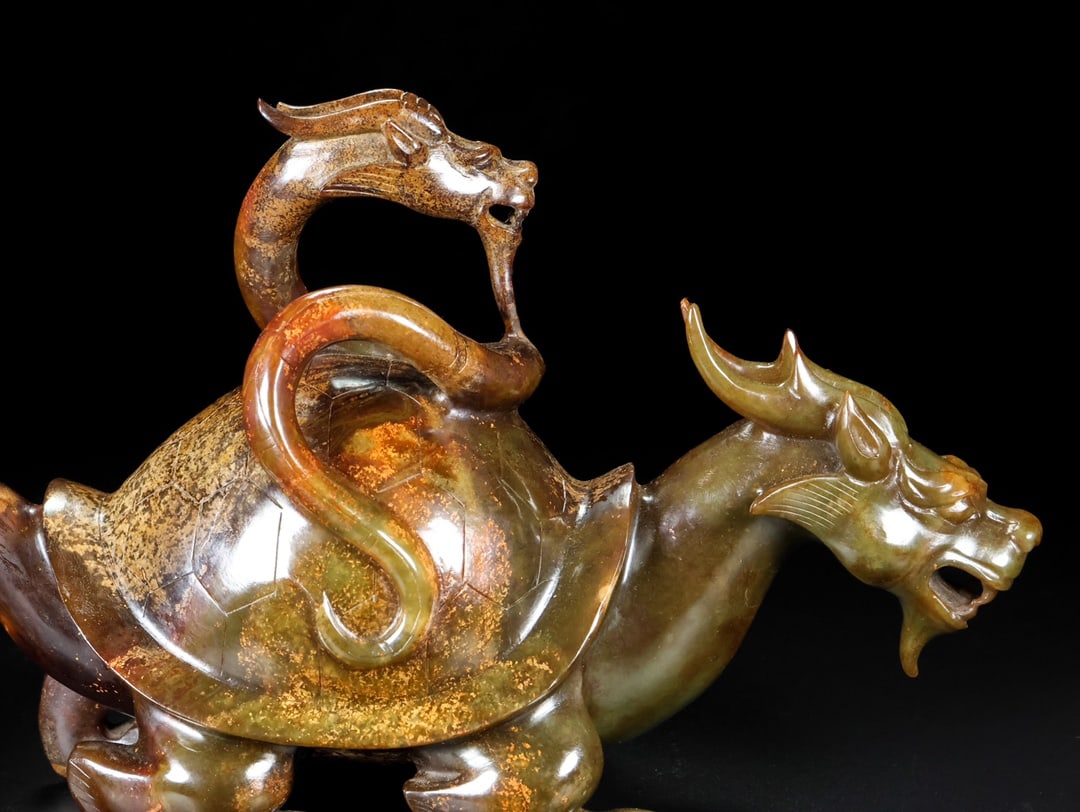 A Rare Hetian Jade Dragon Turtle - 4