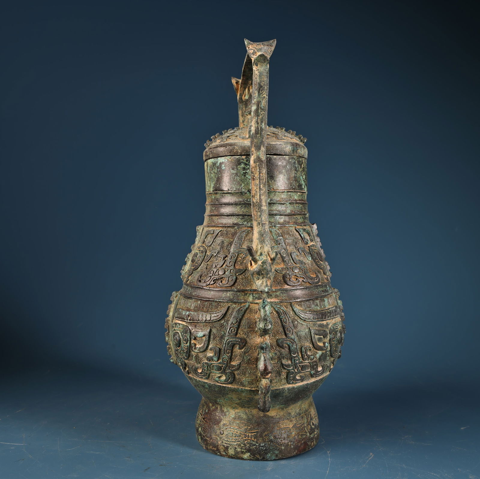 A Exquisite Bronze Handled Beam Longevity Pattern Ewer - 3