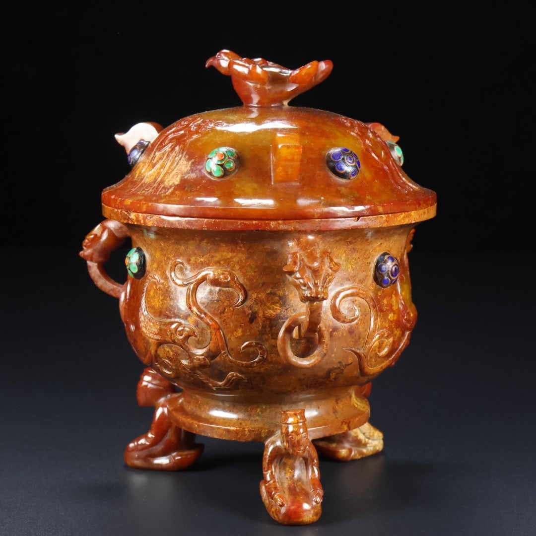 A Exquisite Hetian Jade Phoenix Pattern Censer - 4