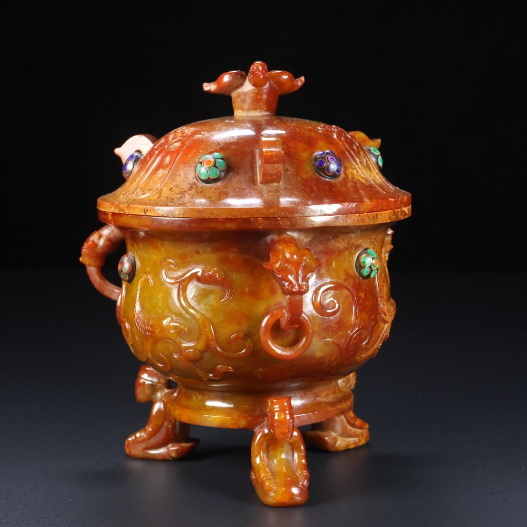 A Exquisite Hetian Jade Phoenix Pattern Censer - 6