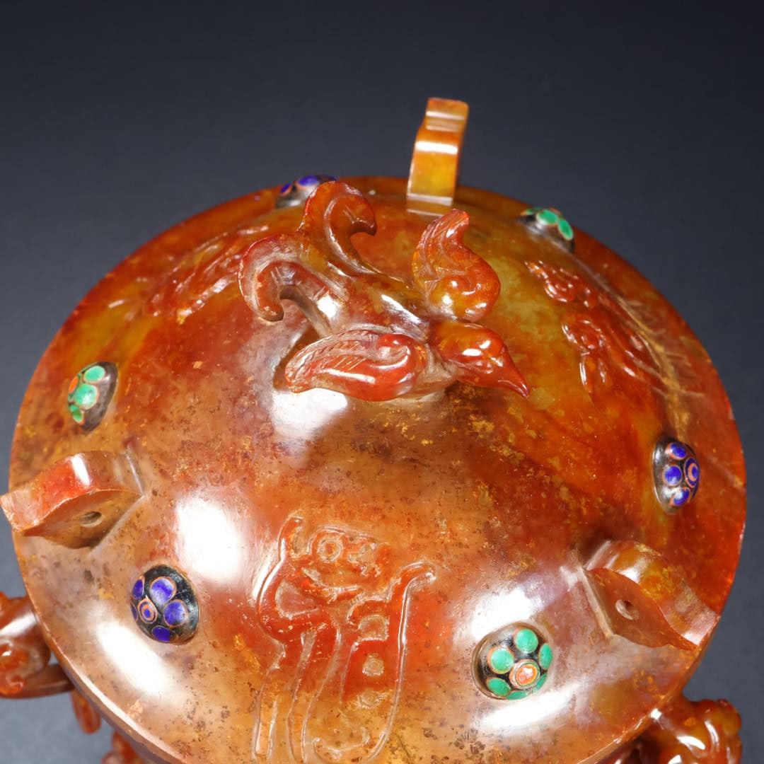 A Exquisite Hetian Jade Phoenix Pattern Censer - 7