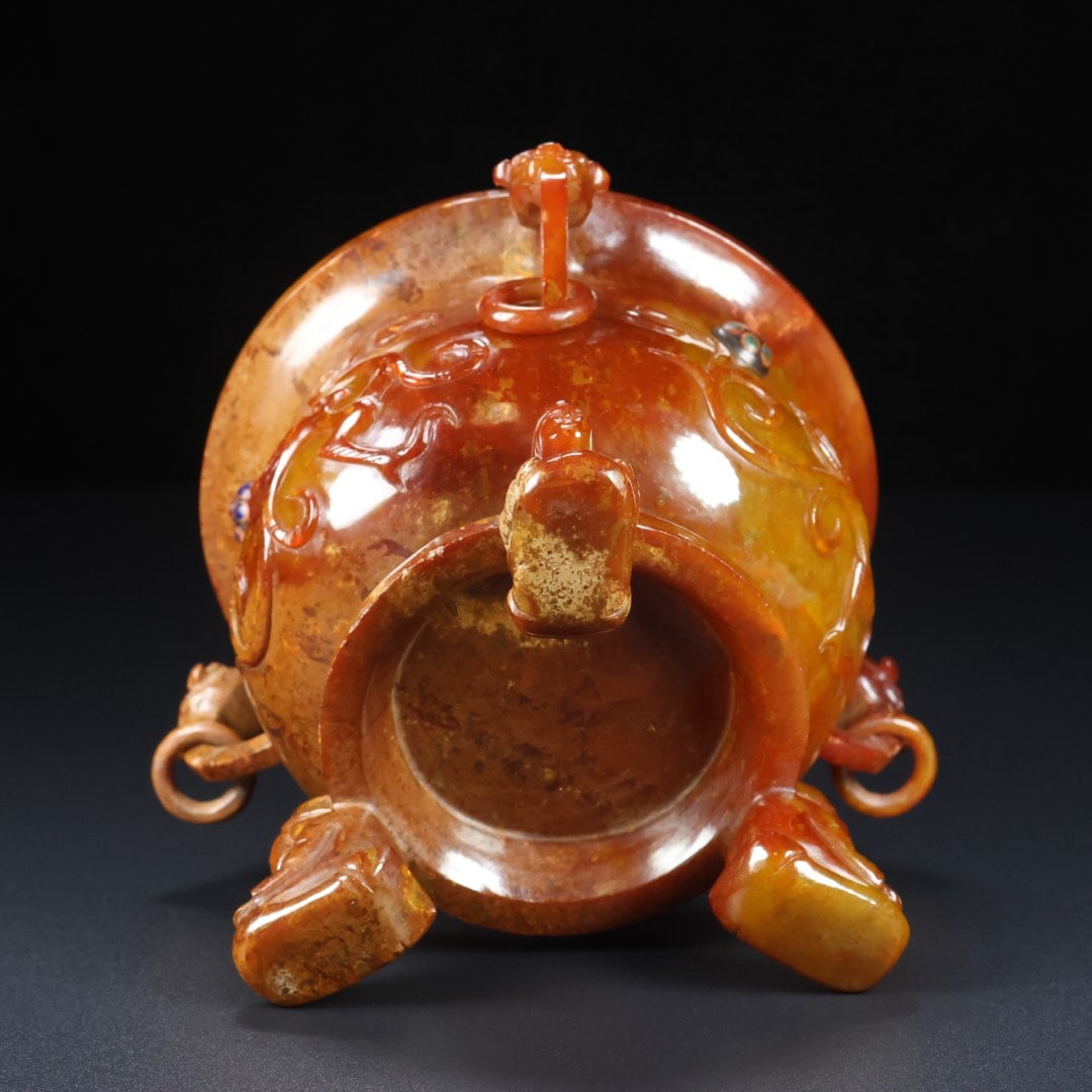 A Exquisite Hetian Jade Phoenix Pattern Censer - 9