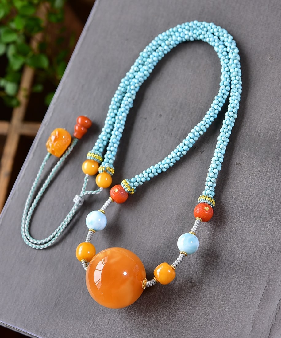 A Exquisite Amber Multiple Treasures Necklace - 2