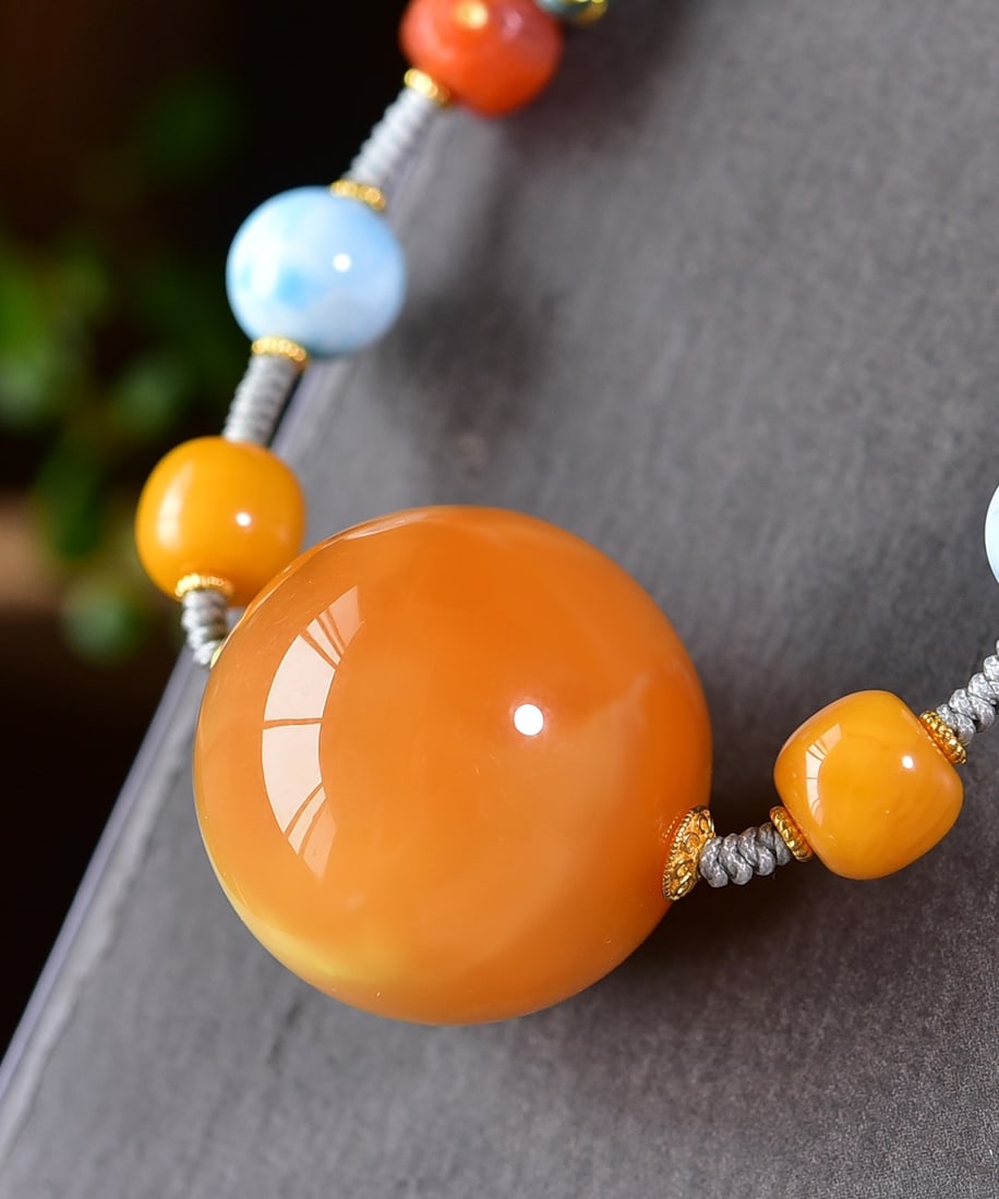 A Exquisite Amber Multiple Treasures Necklace - 4