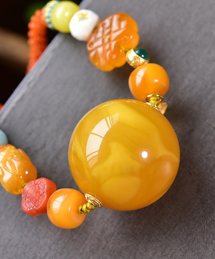 A Exquisite Amber Multiple Treasures Necklace - 3