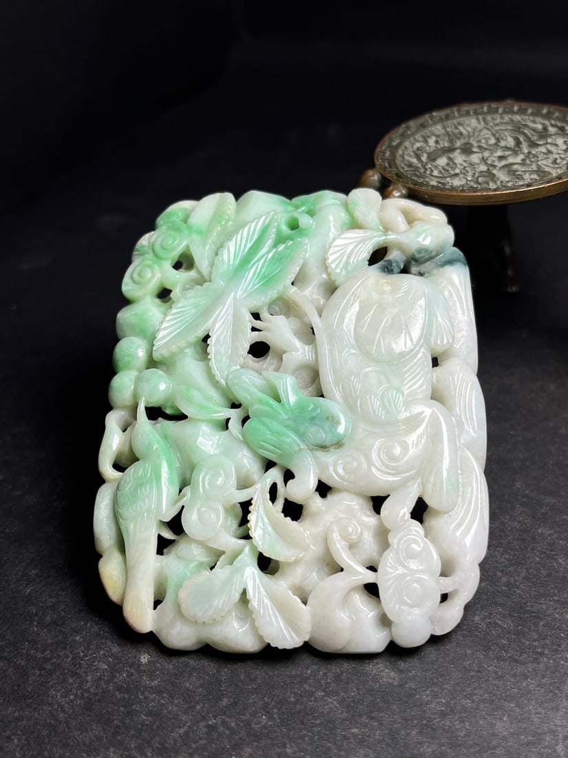 An Exquisite Jadeite Kylin Pattern Hand Piece - 4