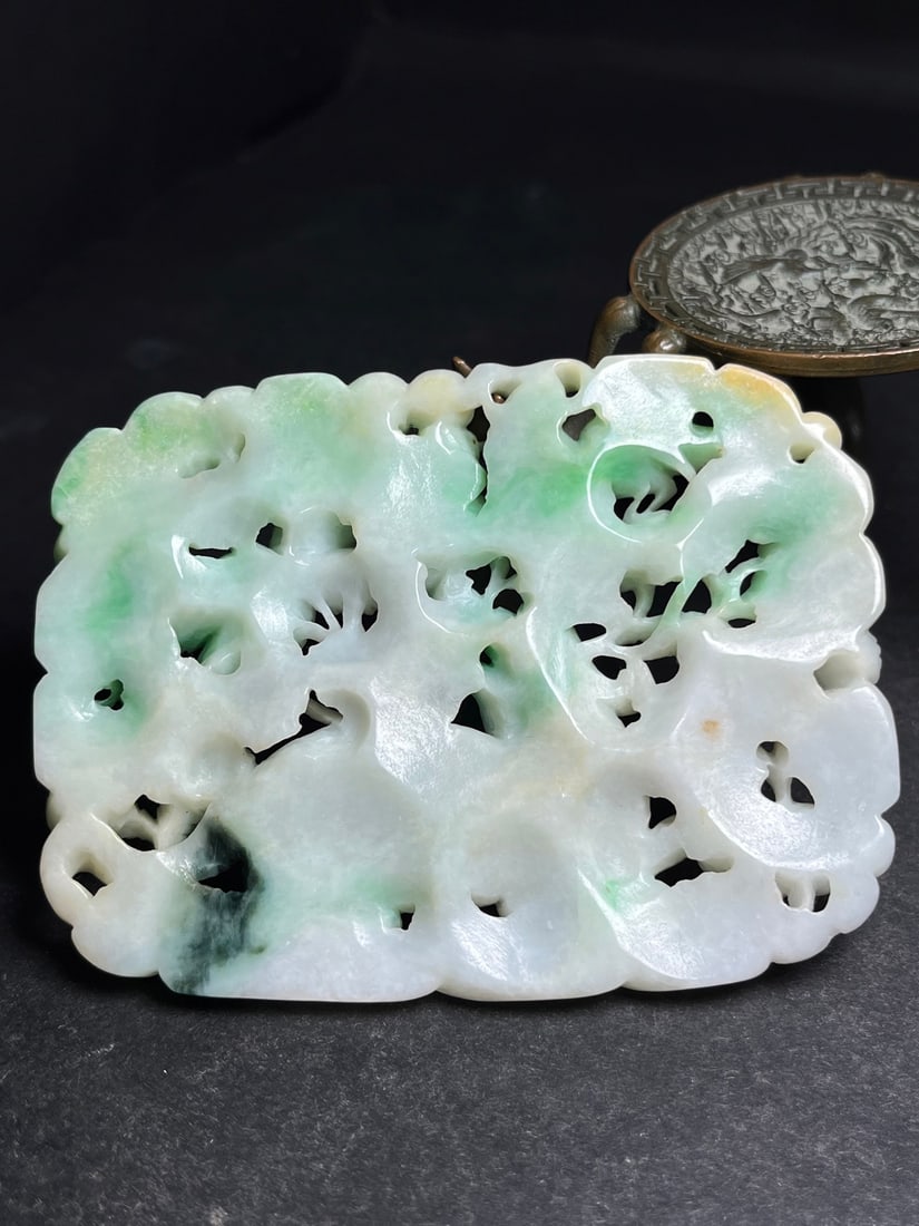 An Exquisite Jadeite Kylin Pattern Hand Piece - 5