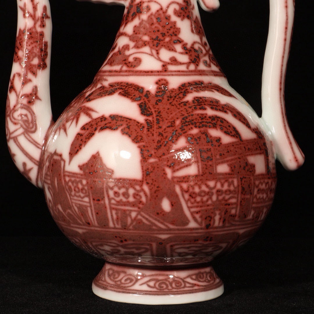 An Exquisite Underglaze-Red Banana Leaf Pattern Ewer - 3