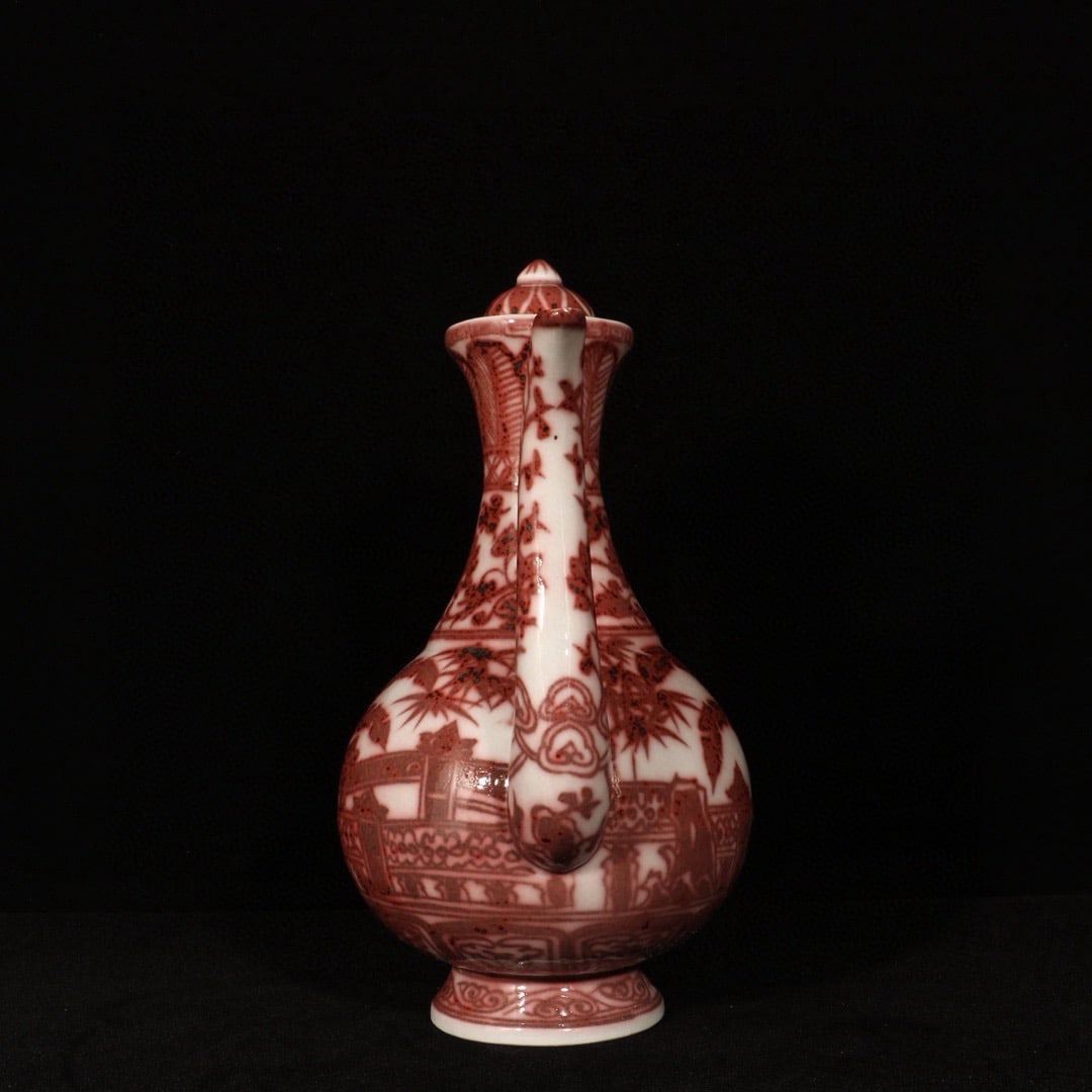 An Exquisite Underglaze-Red Banana Leaf Pattern Ewer - 4