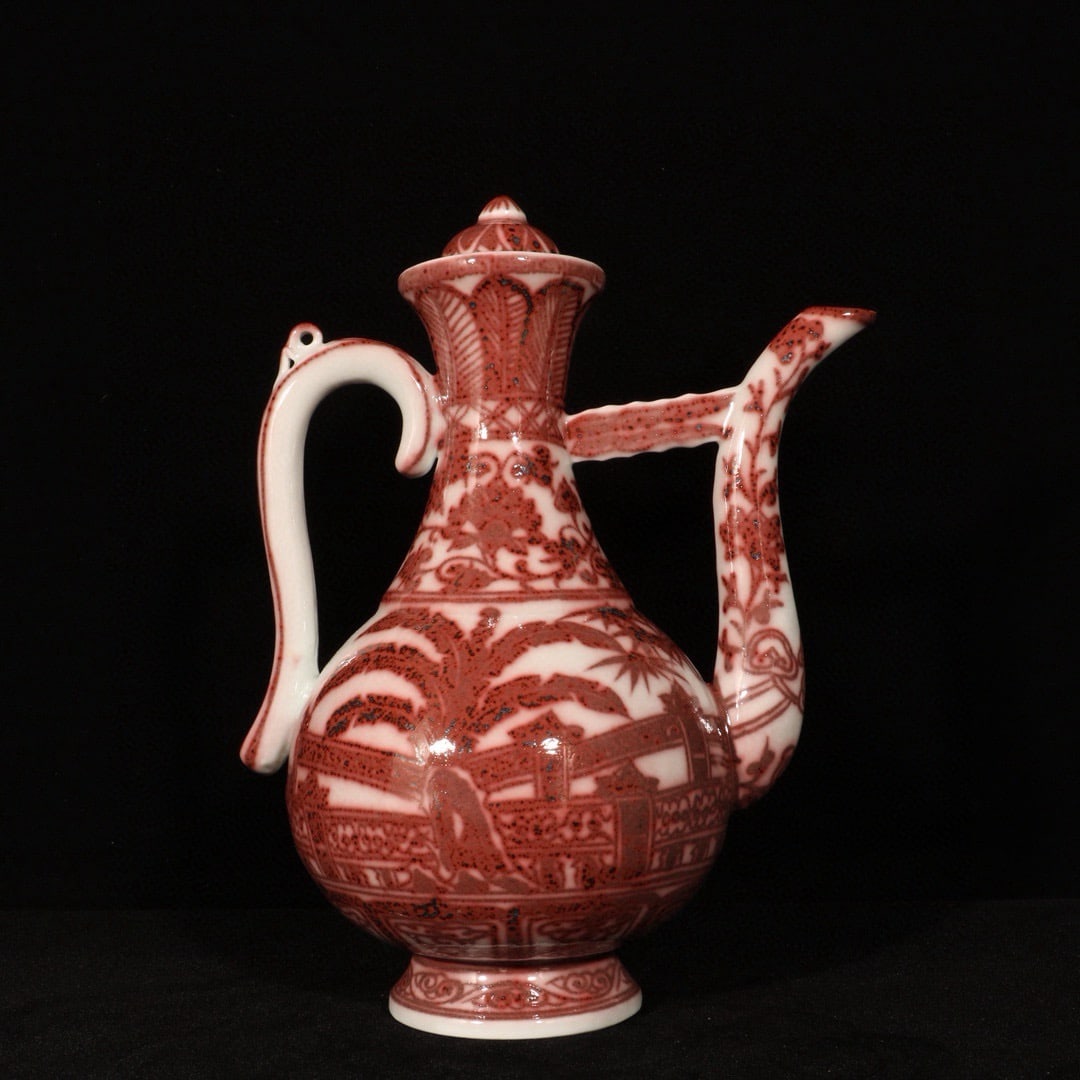 An Exquisite Underglaze-Red Banana Leaf Pattern Ewer - 5