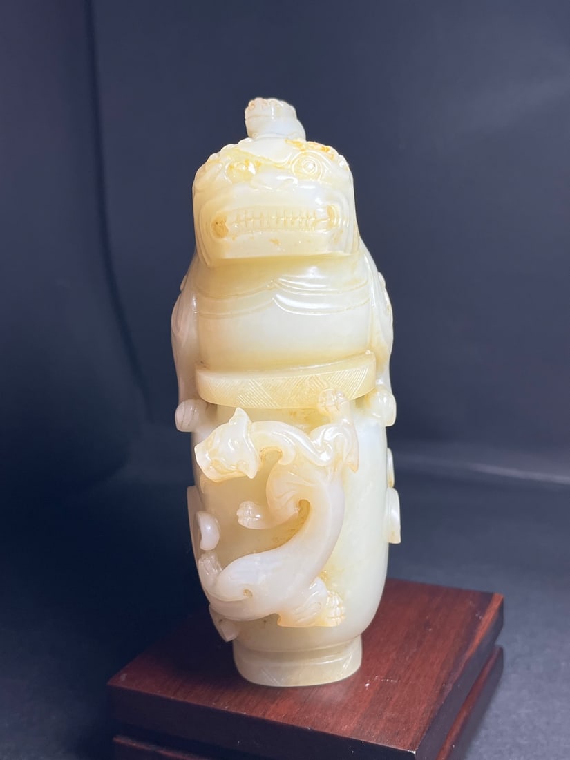 An Exquisite White Jade Auspicious Beast Pattern Ornament - 4