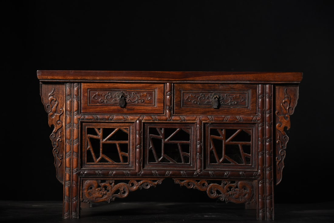 An Exquisite Huali Wood Inlaid Shell Dragon Pattern Long Table (1 of 9)