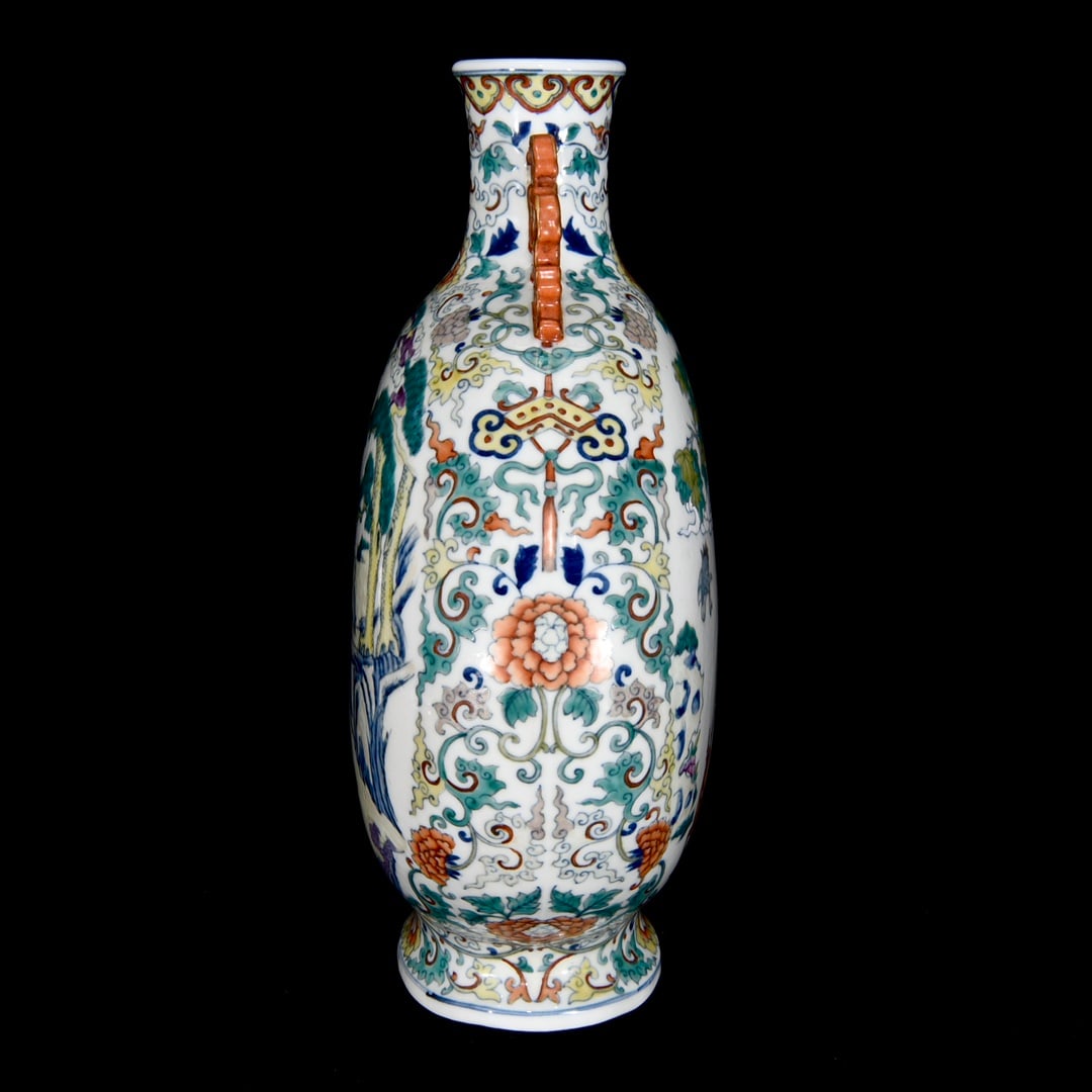 A Rare Doucai Pine and Deer Pattern Double-Ears Vase - 2