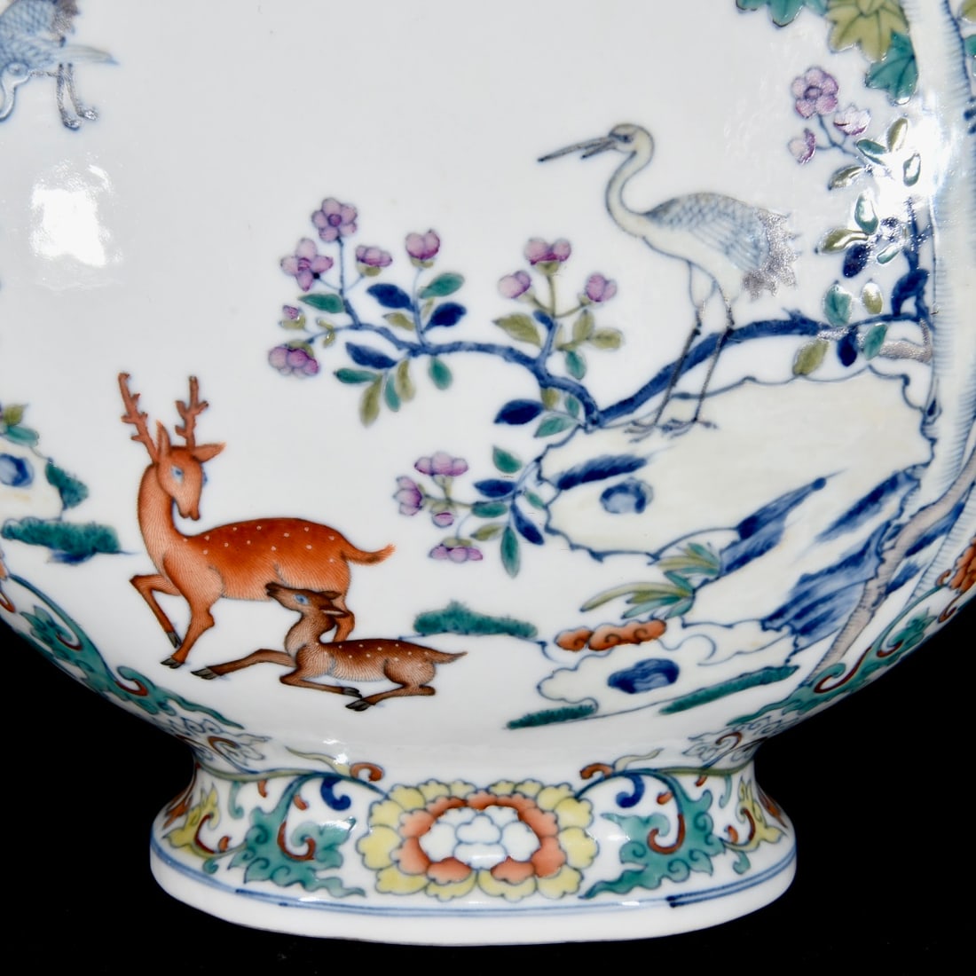 A Rare Doucai Pine and Deer Pattern Double-Ears Vase - 5