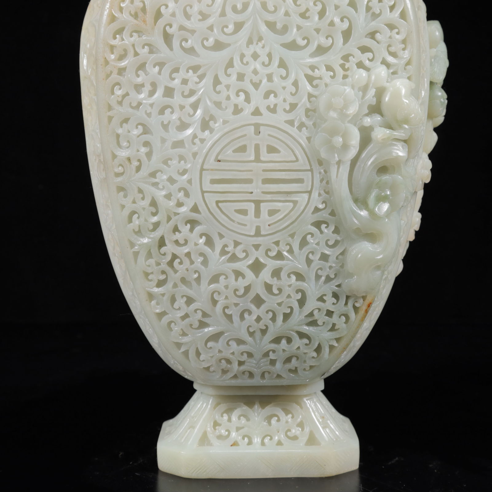 An Exquisite White Jade Lotus Pattern Double-Ears Bottle - 4