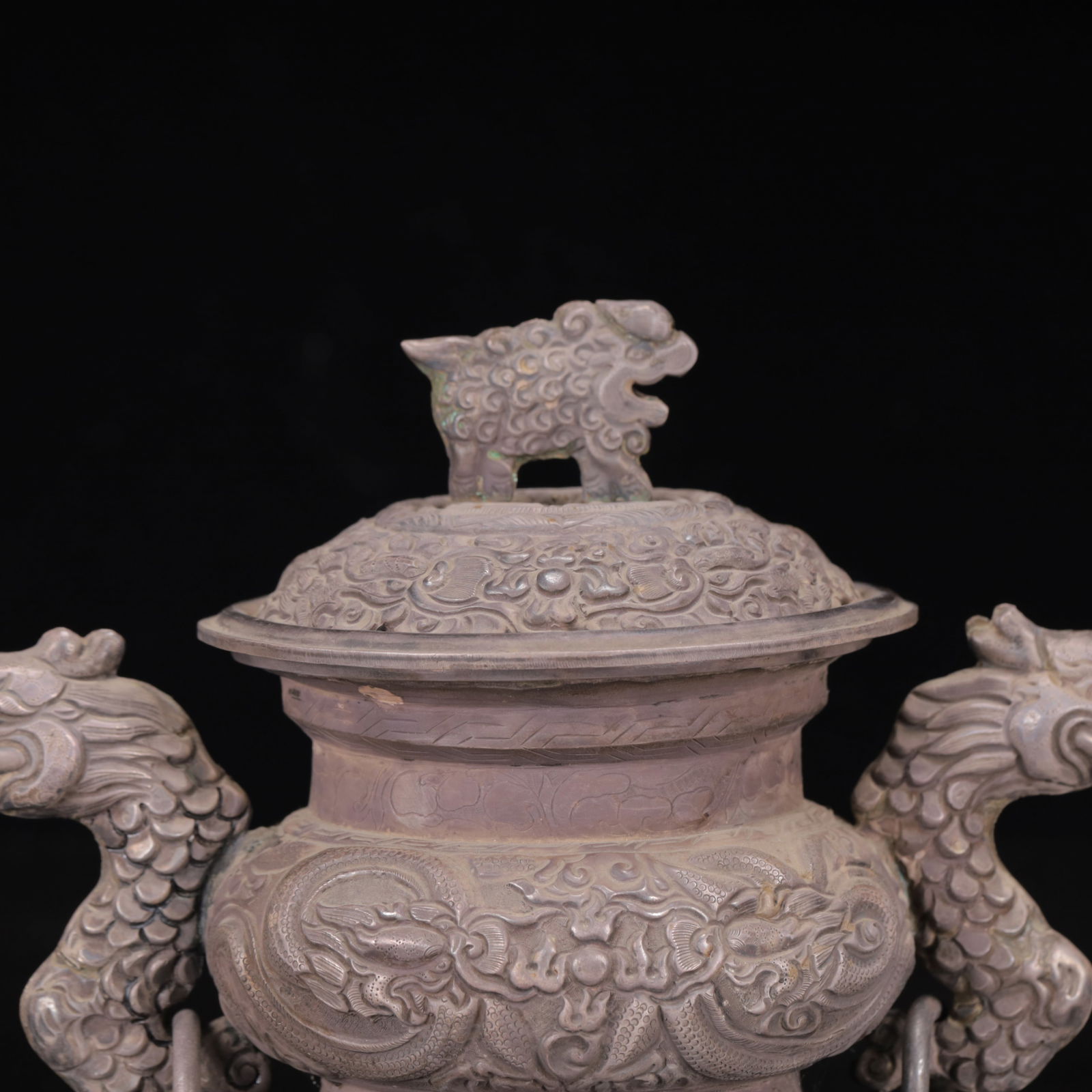 An Exquisite Silver Dragon Pattern Censer - 2