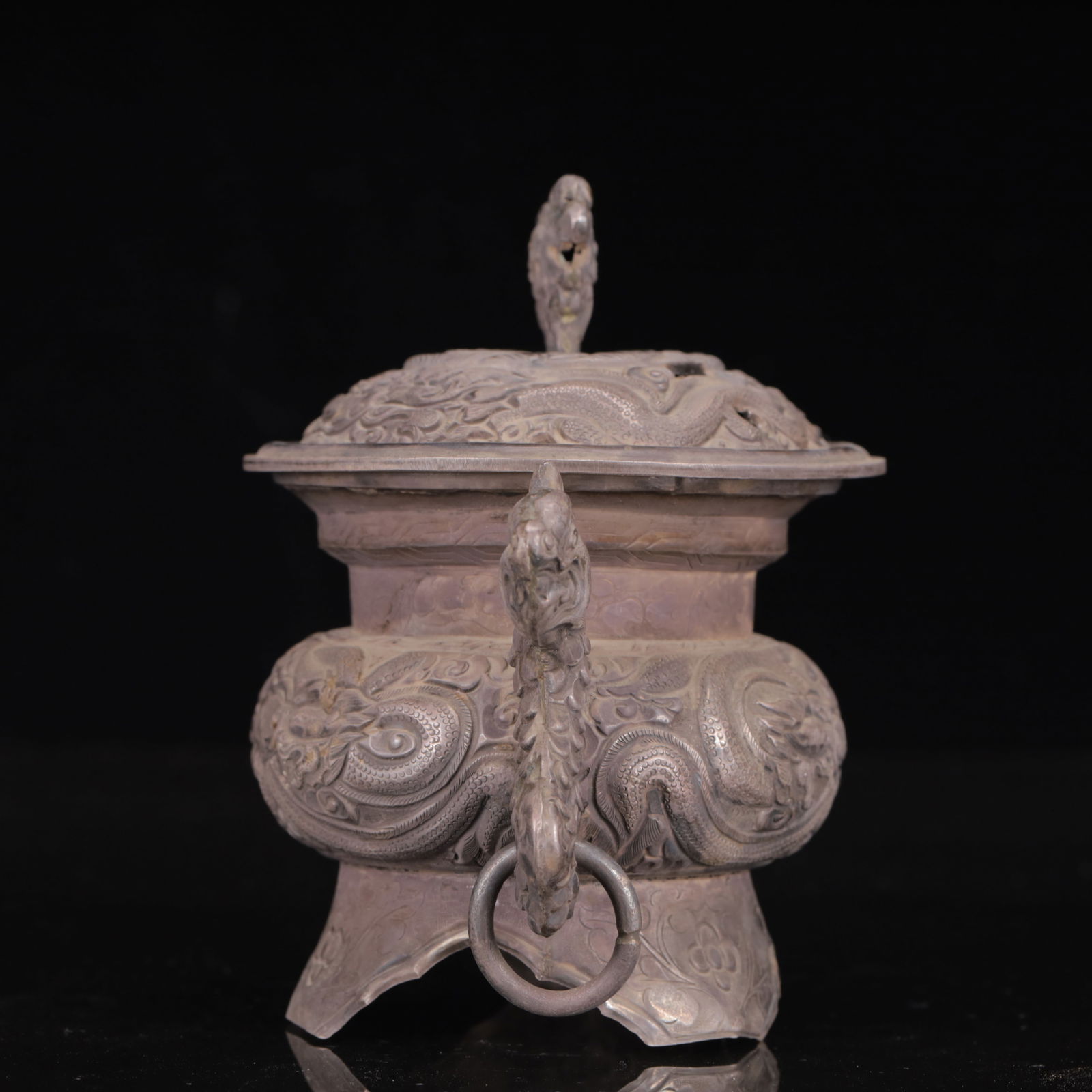 An Exquisite Silver Dragon Pattern Censer - 5