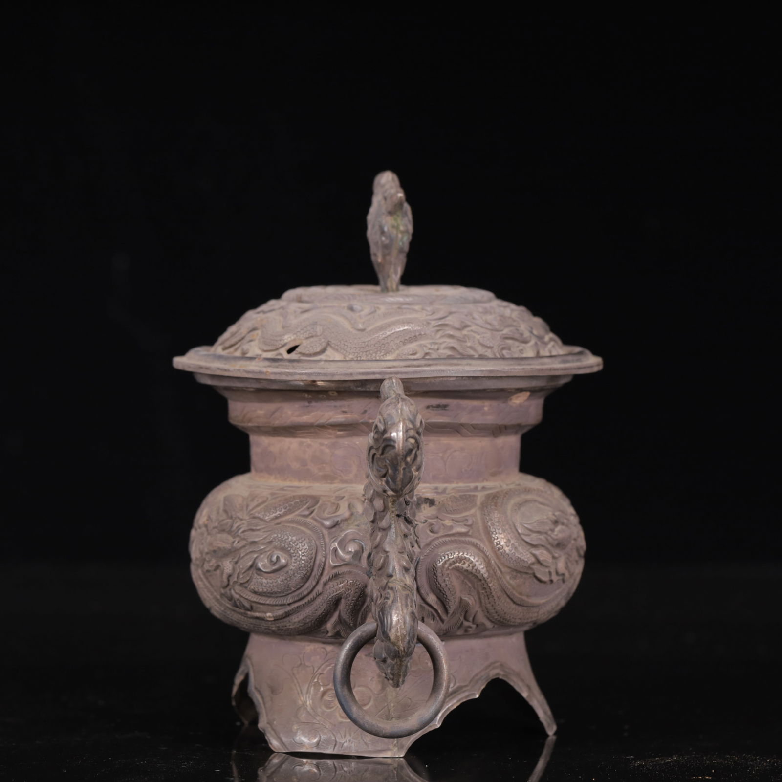 An Exquisite Silver Dragon Pattern Censer - 8
