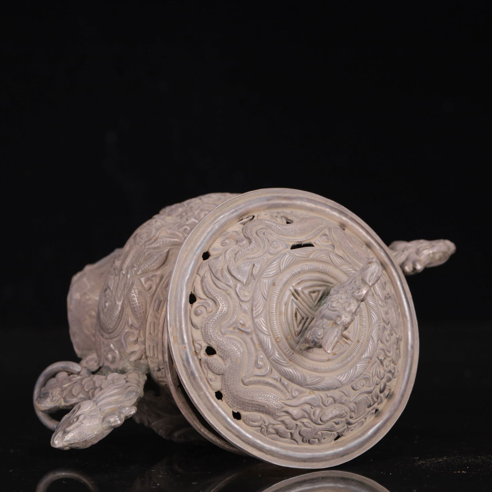 An Exquisite Silver Dragon Pattern Censer - 9
