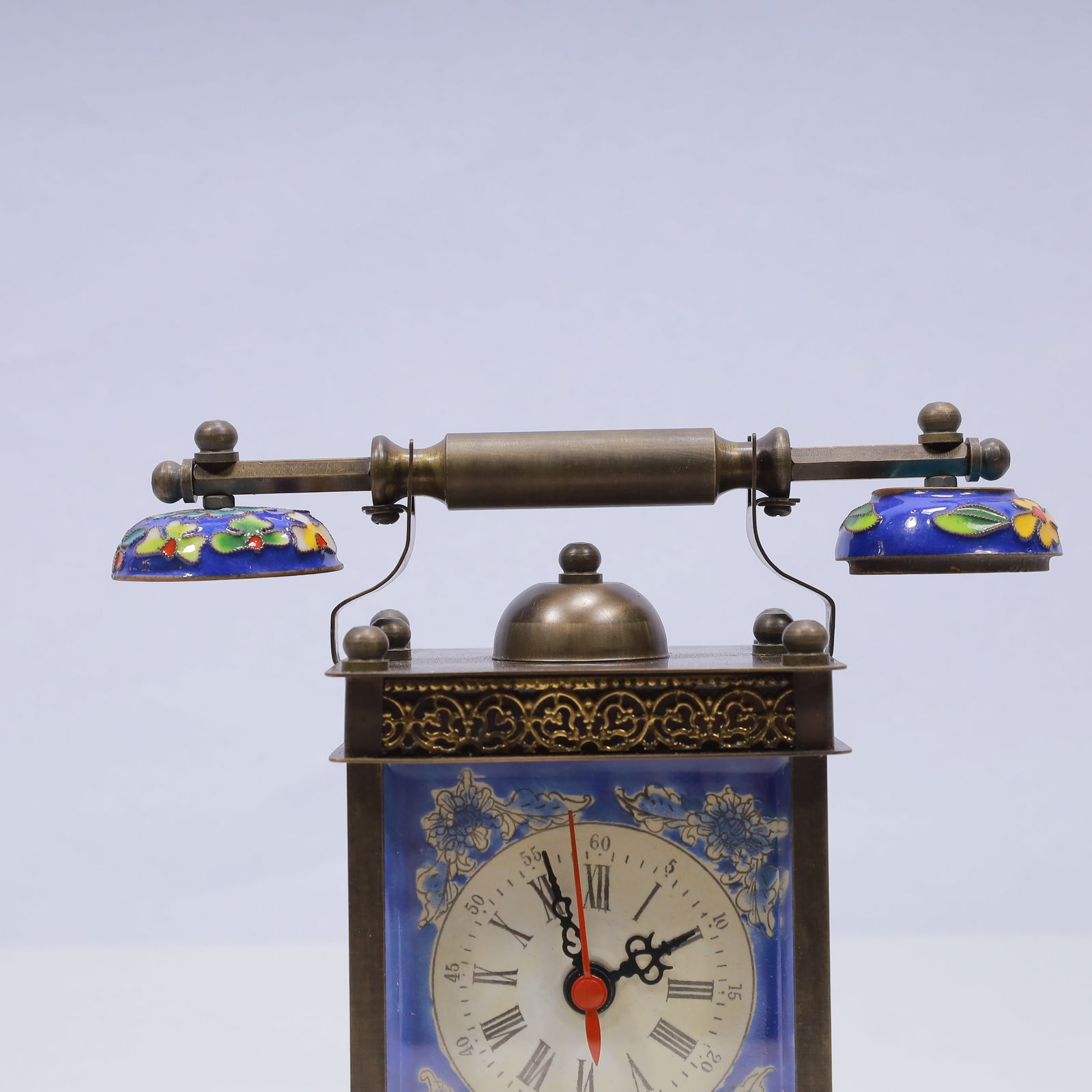 An Exquisite Cloisonne Flower Pattern Table Clock Ornament - 2