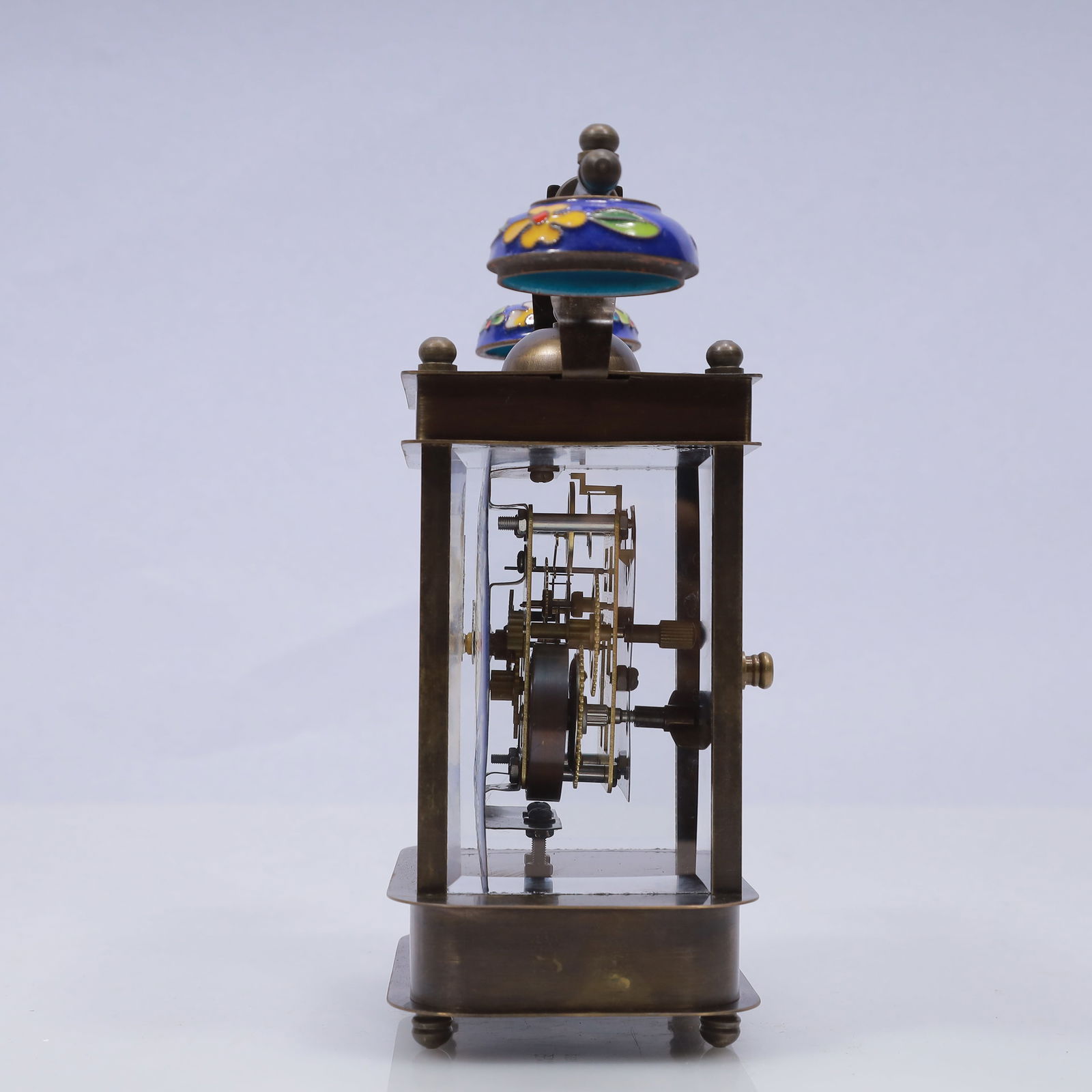 An Exquisite Cloisonne Flower Pattern Table Clock Ornament - 5