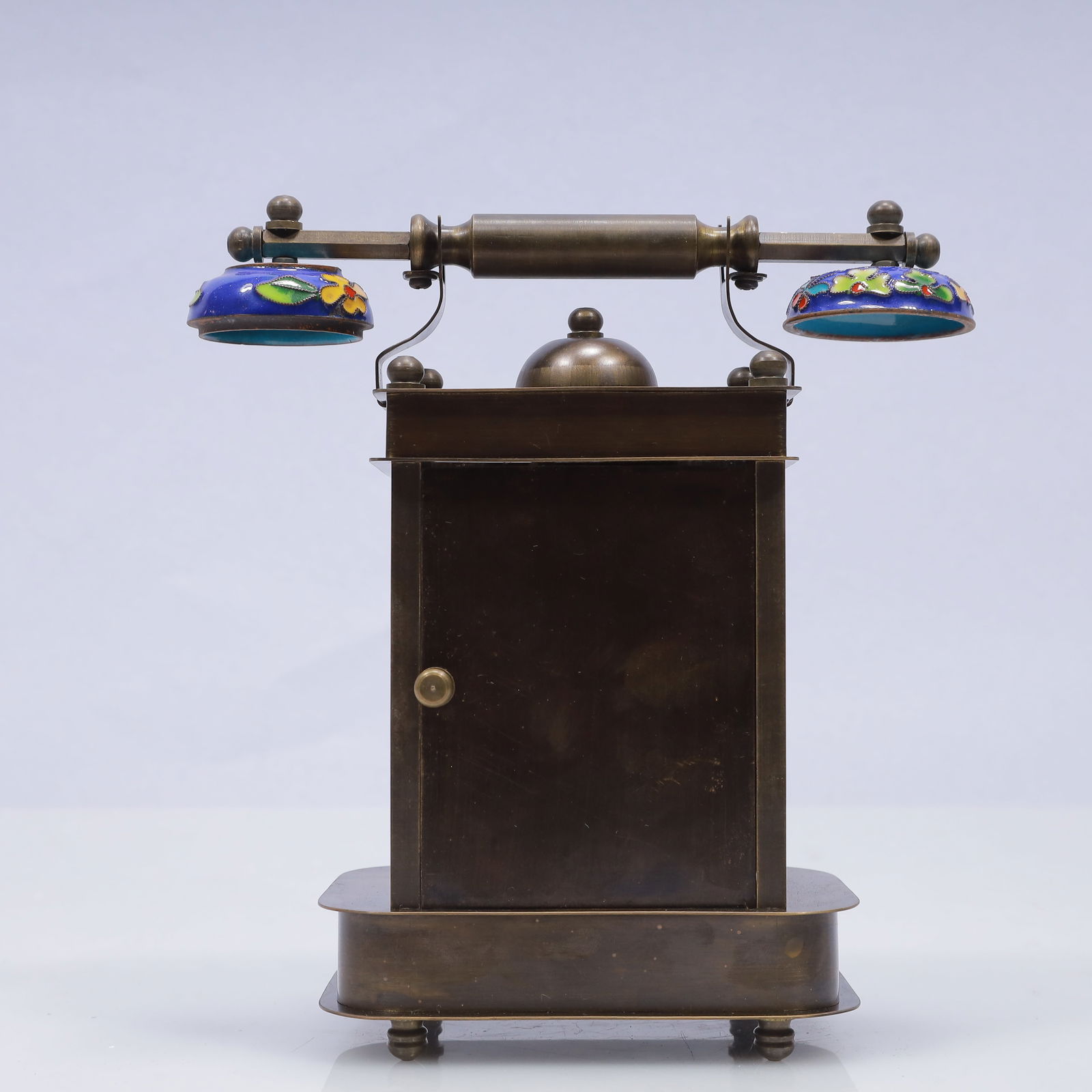 An Exquisite Cloisonne Flower Pattern Table Clock Ornament - 6