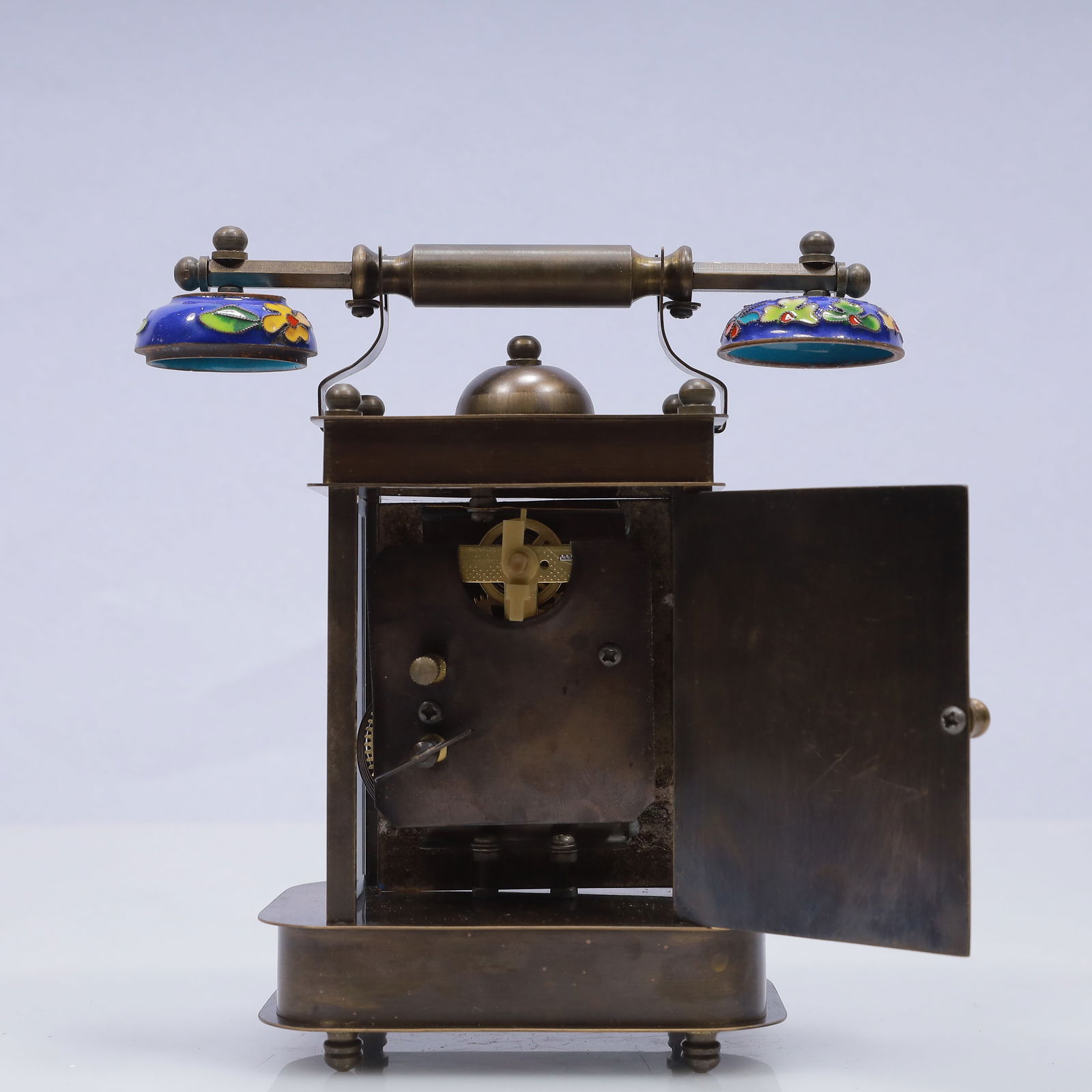 An Exquisite Cloisonne Flower Pattern Table Clock Ornament - 7