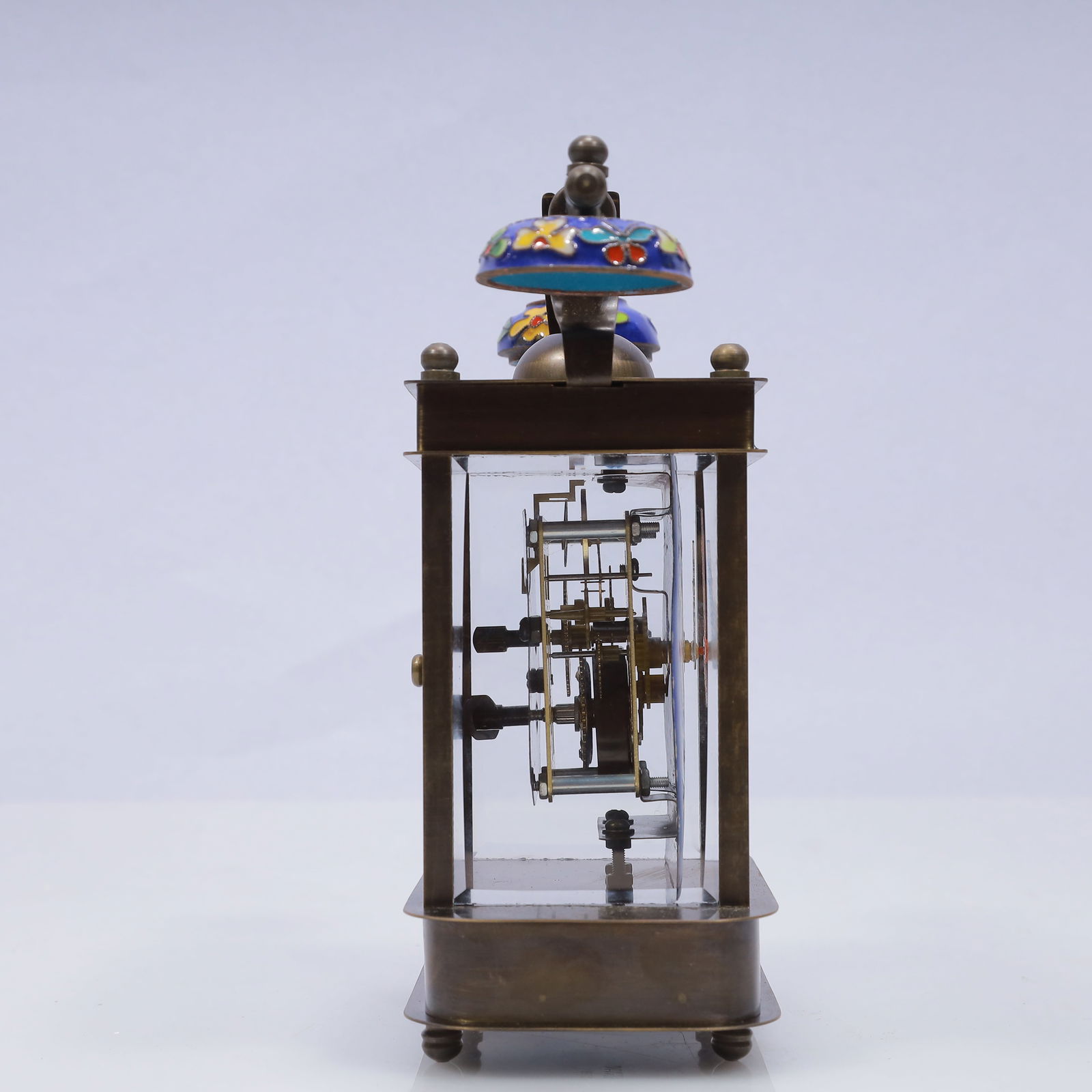 An Exquisite Cloisonne Flower Pattern Table Clock Ornament - 8