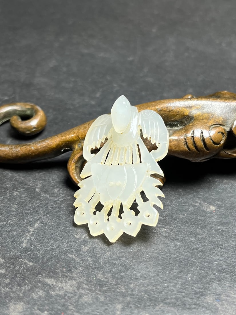 An Exquisite White Jade Phoenix Pattern Ornament - 3