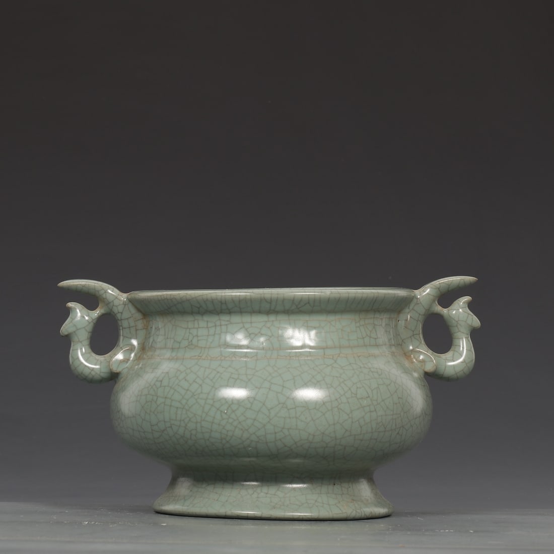 An Exquisite Ru yao Celeste Blue Glazed Phoenix-Ears Censer: An Exquisite Ru yao Celeste Blue Glazed Phoenix-Ears Censer,Song Dynasty,China,Size:4.7inx8.5in 