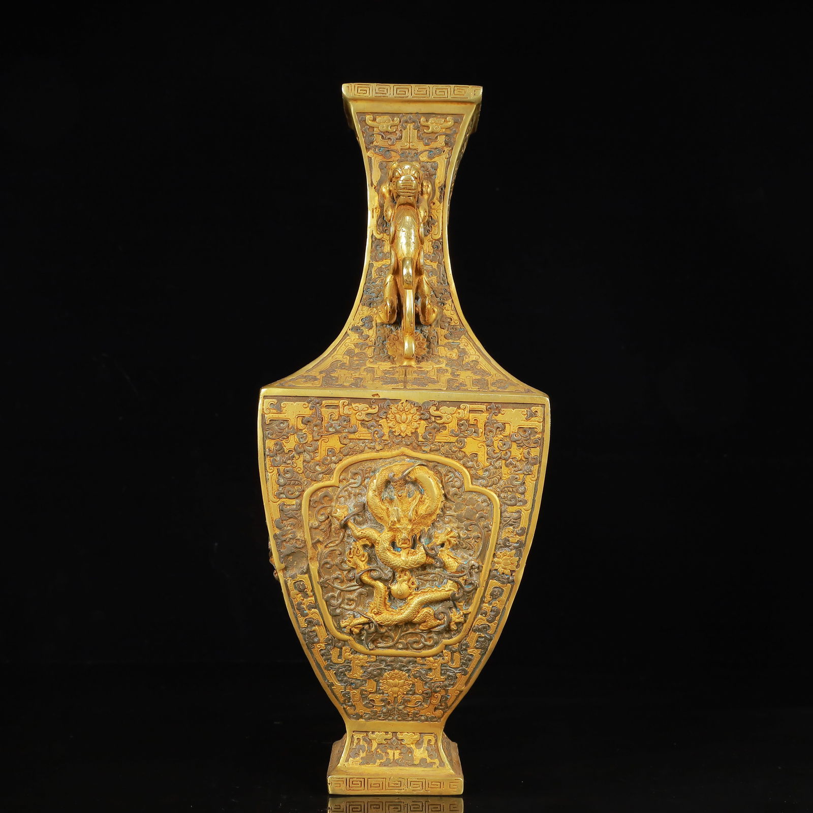 An Exquisite Gilt Silver Dragon Pattern Dragon-Ears Vase - 7