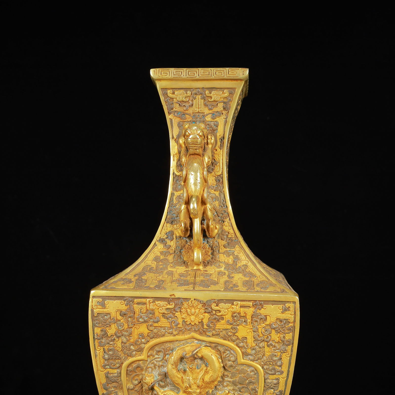 An Exquisite Gilt Silver Dragon Pattern Dragon-Ears Vase - 8